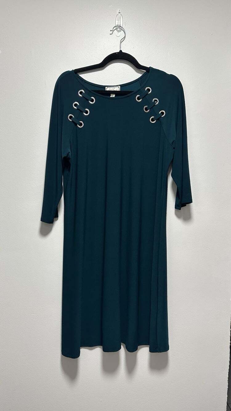 Ivy Road Teal Midi Dress 3/4 Sleeves Size XL